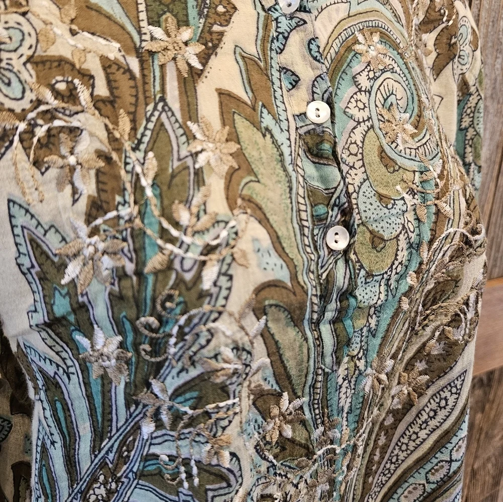 Baba Floral Tunic Paisley Lightweight Popover EUC Career Casual Teacher Office
